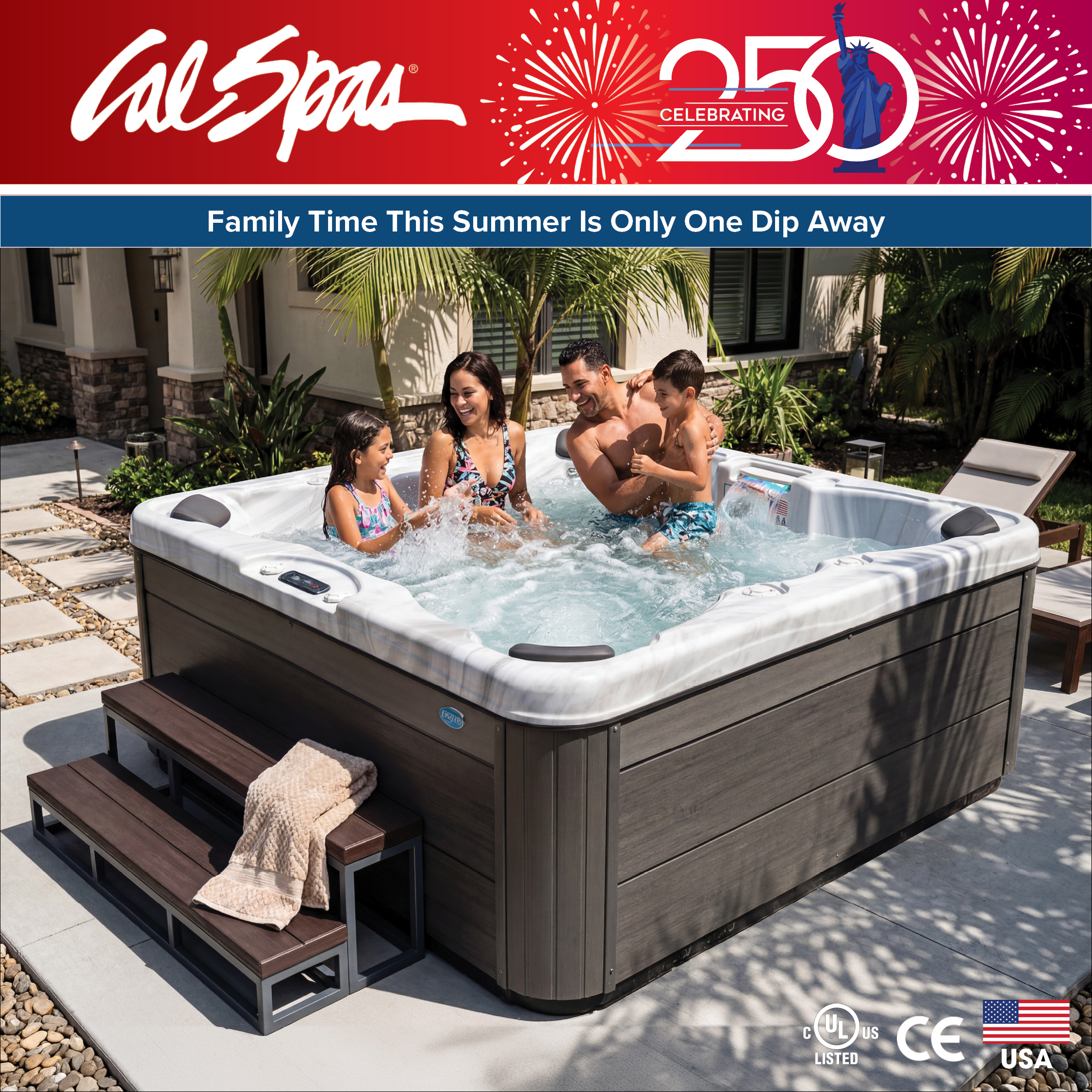 Calspas hot tub being used in a family setting - Clovis